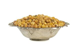 Roasted Chickpea or Dry Gram on White Background photo