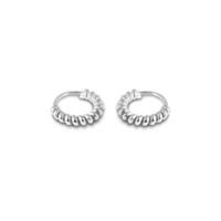 Fine 925 Sterling Silver Earrings on White Background photo