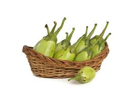 Fresh Healthy Raw Eggplant Isolated on White Background photo