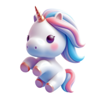 ai généré dessin animé Licorne 3d isolé sur transparent Contexte png