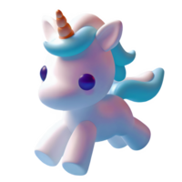 ai generado dibujos animados unicornio 3d aislado en transparente antecedentes png