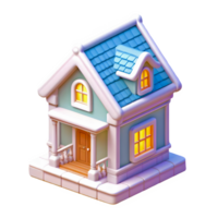 AI generated Cartoon house 3d isolated on transparent background png
