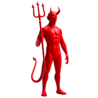 AI generated Devil character with trident standing pose 3d isolated on transparent background png