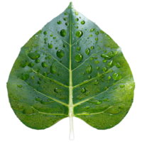 AI generated green leaf with water drops isolated on transparent background png