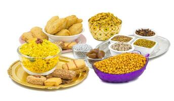 Indian Group of Diwali and Holi Celebration Food photo