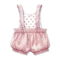 AI generated Pink baby girl romper in watercolors on a white background. AI Generated photo