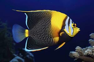 AI generated Beautiful angelfish in the ocean. AI Generated photo