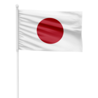 Realistic Rendering of the Japan Flag Waving on a White Metal Pole with Transparent Background png