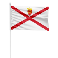 réaliste le rendu de le Jersey drapeau agitant sur une blanc métal pôle avec transparent Contexte png