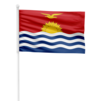 Realistic Rendering of the Kiribati Flag Waving on a White Metal Pole with Transparent Background png