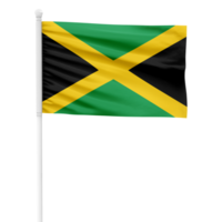 realistisk tolkning av de jamaica flagga vinka på en vit metall Pol med transparent bakgrund png