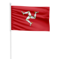 Realistic Rendering of the Isle of Man Flag Waving on a White Metal Pole with Transparent Background png