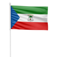 Equatorial Guinea flag isolated on cutout background. Waving the Equatorial Guinea flag on a white metal pole. png