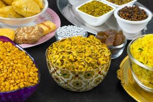 Indian Group of Diwali and Holi Celebration Food photo