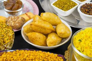 Indian Group of Diwali and Holi Celebration Food photo