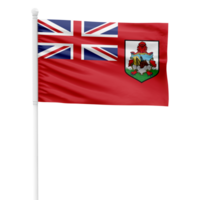 Realistic Rendering of the Bermuda Flag Waving on a White Metal Pole with Transparent Background png