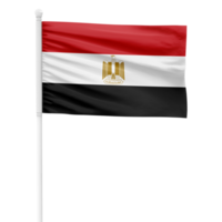 Egypt flag isolated on cutout background. Waving the Egypt flag on a white metal pole. png