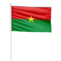 realistisk tolkning av de Burkina faso flagga vinka på en vit metall Pol med transparent bakgrund png