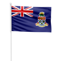 Realistic Rendering of the Cayman Islands Flag Waving on a White Metal Pole with Transparent Background png