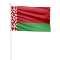 Realistic Rendering of the Belarus Flag Waving on a White Metal Pole with Transparent Background png