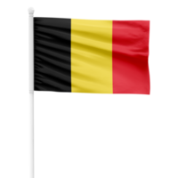 realistisch Rendern von das Belgien Flagge winken auf ein Weiß Metall Pole mit transparent Hintergrund png