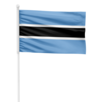 Realistic Rendering of the Botswana Flag Waving on a White Metal Pole with Transparent Background png
