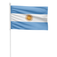 realistisk tolkning av de argentina flagga vinka på en vit metall Pol med transparent bakgrund png