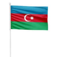 Realistic Rendering of the Azerbaijan Flag Waving on a White Metal Pole with Transparent Background png