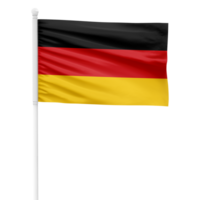 Realistic Rendering of the Germany Flag Waving on a White Metal Pole with Transparent Background png