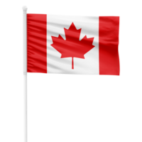 realista Renderização do a Canadá bandeira acenando em uma branco metal pólo com transparente fundo png