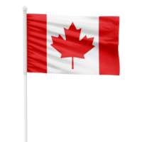 realista Renderização do a Canadá bandeira acenando em uma branco metal pólo com transparente fundo png