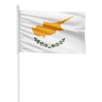 realista representación de el Chipre bandera ondulación en un blanco metal polo con transparente antecedentes png