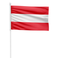 Realistic Rendering of the Austria Flag Waving on a White Metal Pole with Transparent Background png