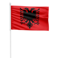 realistisch renderen van de Albanië vlag golvend Aan een wit metaal pool met transparant achtergrond png