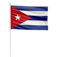 Realistic Rendering of the Cuba Flag Waving on a White Metal Pole with Transparent Background png