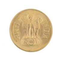 Indian old Coin or Indian Currency on White Background photo