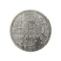 Indian old Coin or Indian Currency on White Background photo