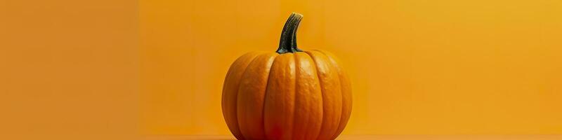 AI generated A pumpkin against a yellow background. Generative AI photo