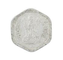 Indian old Coin or Indian Currency on White Background photo