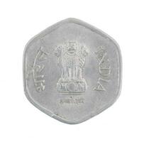 Indian old Coin or Indian Currency on White Background photo