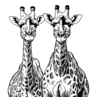 AI generated Drawing for giraffe coloring book without contrast thick outline on transparent. AI Generated png