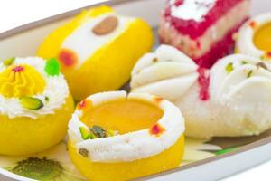 Indian Traditional Bengali Sweet Food on White Background photo