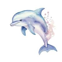 ai generado acuarela fantasía bebé delfín acortar Arte aislado blanco antecedentes. ai generado foto