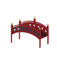 Traditional red and green asian bridge icon png