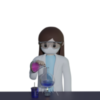 Scientist experimenting in laboratory 3d rendered icon isolated png