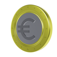 een goud munt met de symbool euro Aan het 3d icoon geïsoleerd png