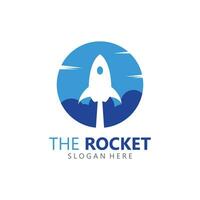 Rocket Logo Template in Flat Style vector