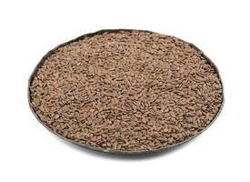 Organic Flax Seeds on White Background photo