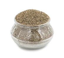 Pile of Dried Cumin Seeds on white Background photo