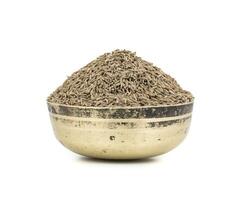 Pile of Dried Cumin Seeds on white Background photo